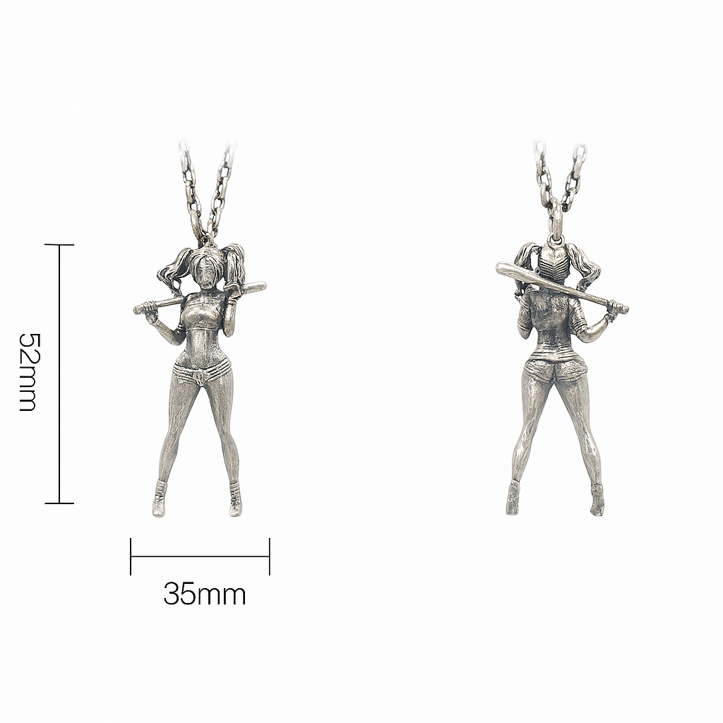 Baseball Girl Pendant – Solid S925 Sterling Silver