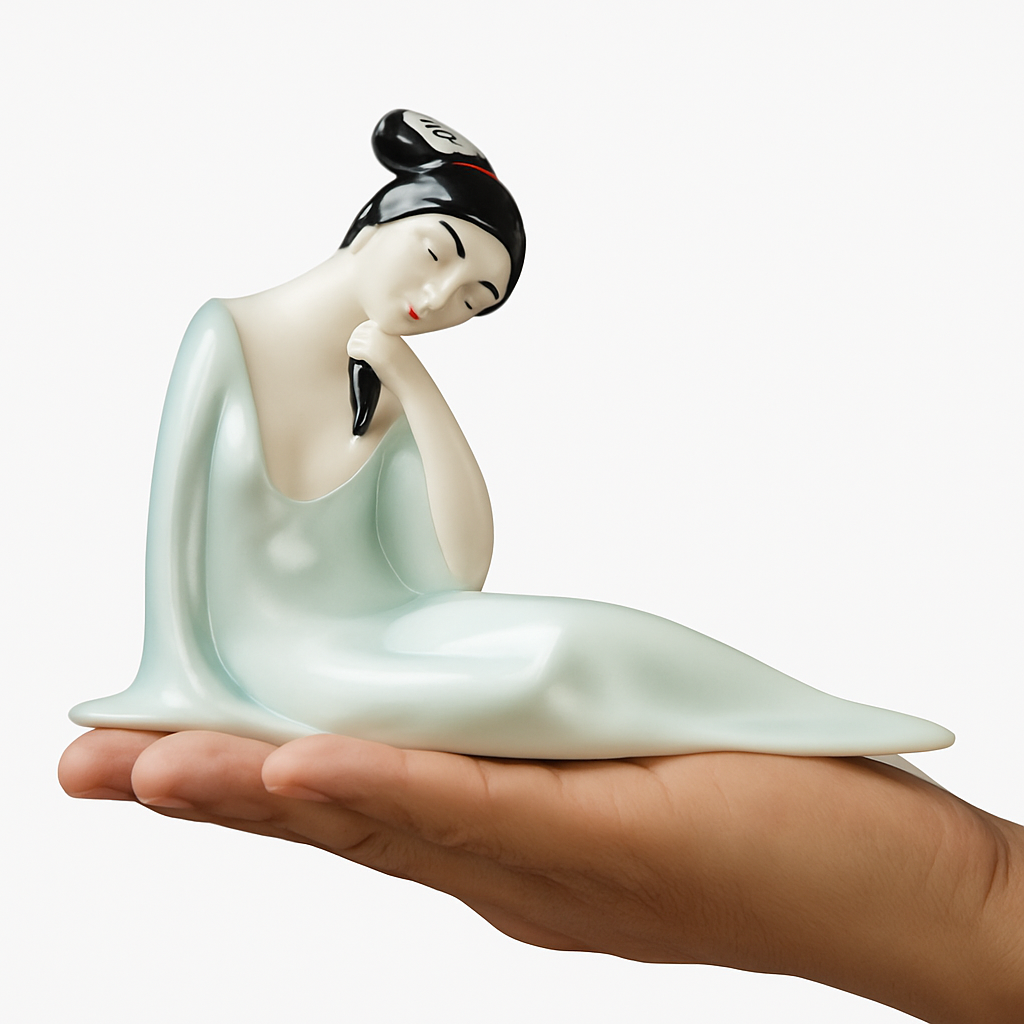 Ice-Jade Maiden Sculpture | Vintage Porcelain Figurine