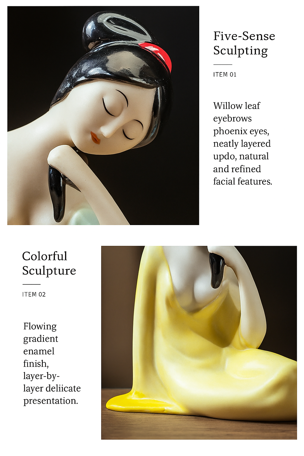 Ice-Jade Maiden Sculpture | Vintage Porcelain Figurine