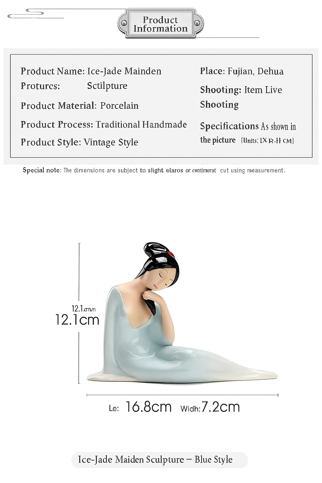 Ice-Jade Maiden Sculpture | Vintage Porcelain Figurine