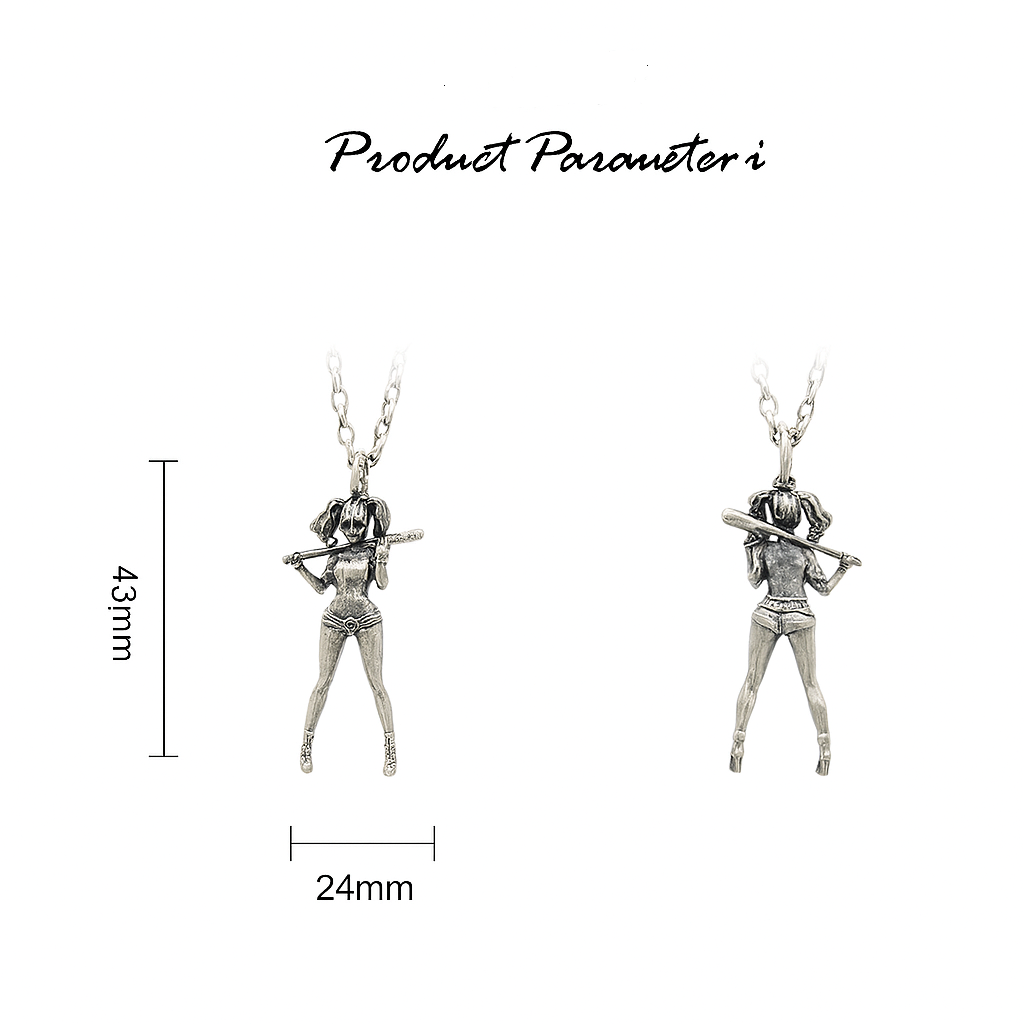 Baseball Girl Pendant – Solid S925 Sterling Silver